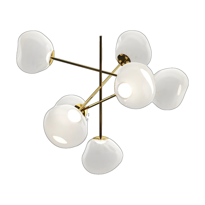 Melt Opal Large Chandelier, Opalescent Polished Polycarbonate with Gold Hardware by Tom Dixon