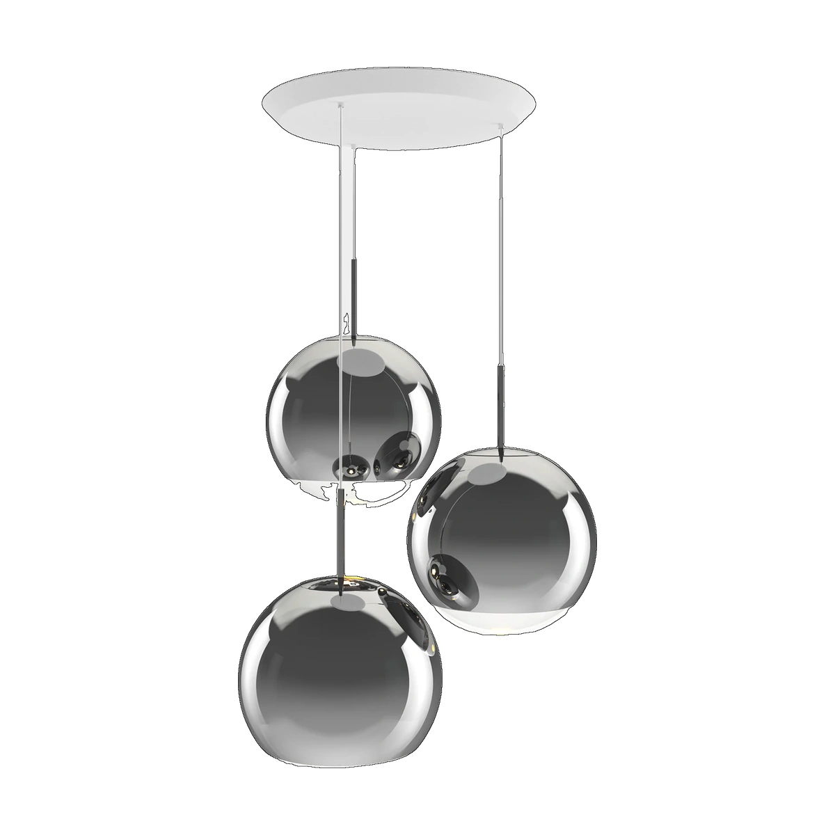 Mirror Ball Round Pendant System, Silver Mirrored Polycarbonate, 22.8-inch by Tom Dixon