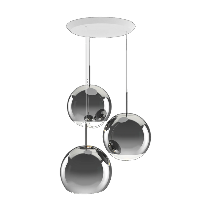 Mirror Ball Round Pendant System, Silver Mirrored Polycarbonate, 22.8-inch by Tom Dixon