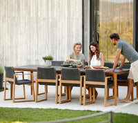 Aspect Dining Table 280x100cm outdoor dining with Rope chairs by Cane-line