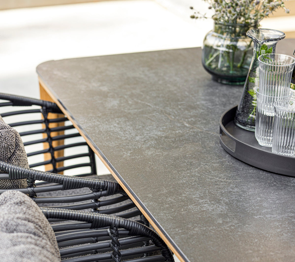 Aspect Dining Table 210x100cm with Basket chair outdoor dining by Cane-line