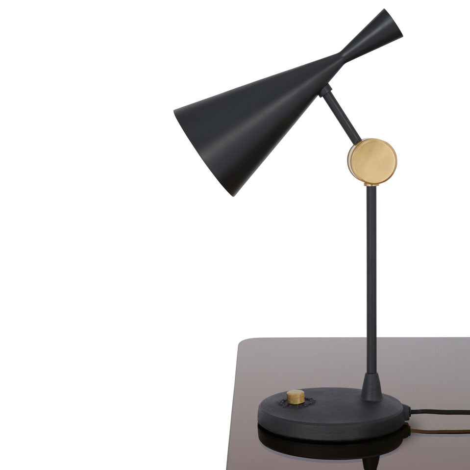 Tom Dixon Beat Table Light in black polished brass, alternate side view