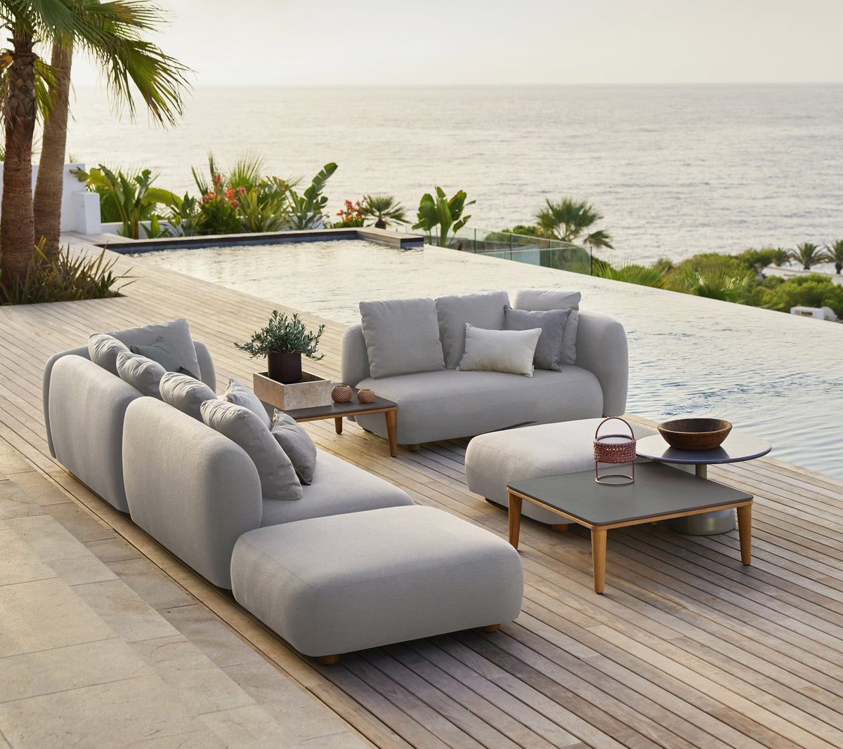 Capture 2-seater sofa right module light grey lifestyle image by Cane-line