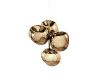 Tom Dixon Melt Mini Chandelier in bronze, switched off on a white background