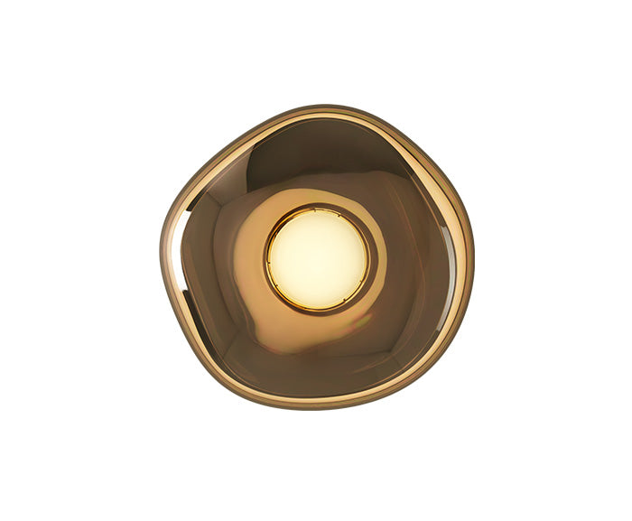 Tom Dixon Melt Mini Surface Light in bronze, front view illuminated