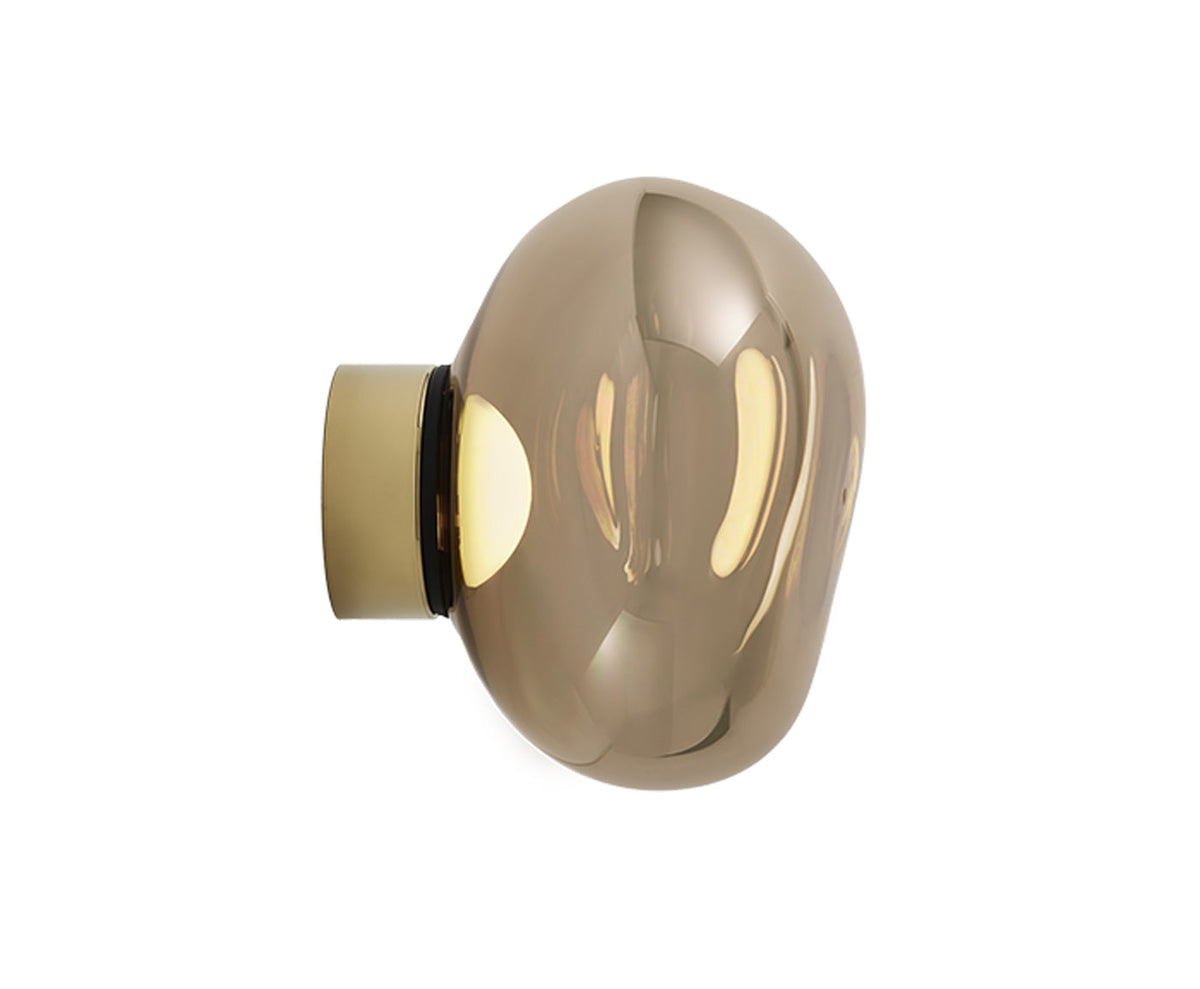 Tom Dixon Melt Mini Surface Light in bronze, side view illuminated