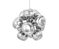 Tom Dixon Melt Burst Chandelier in silver, switched-off front view on white