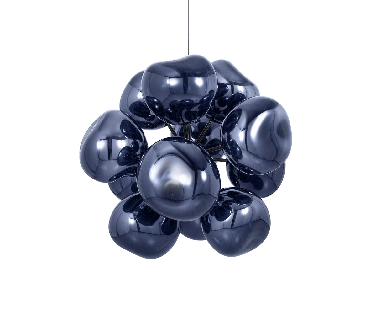 Tom Dixon Melt Burst Chandelier in smoke, switched-off front view on white