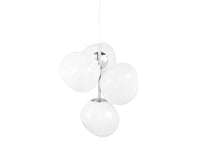 Tom Dixon Melt Small Chandelier in opal with silver hardware, switched-off front view