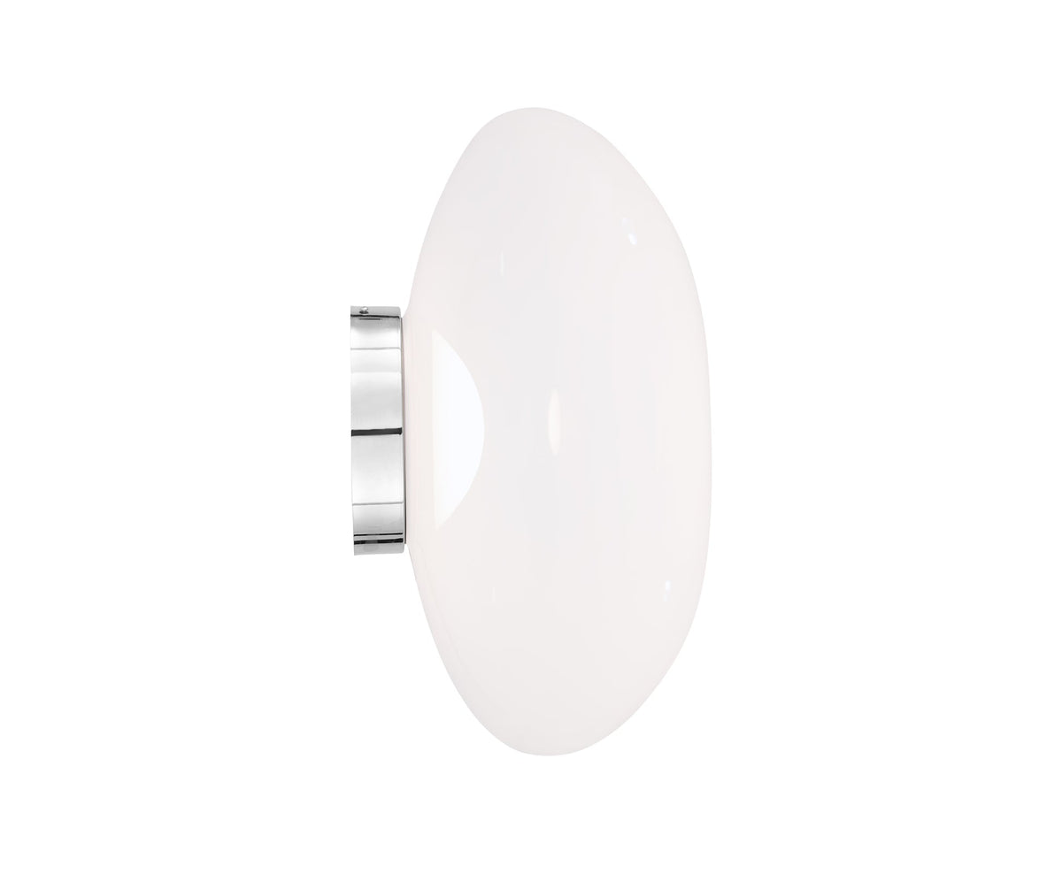 Tom Dixon Melt Medium Surface Light in opal, illuminated front view