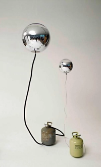 Mirror Ball Floor Chandelier Silver Mirrored Polycarbonate floor light by Tom Dixon in an official reflective detail