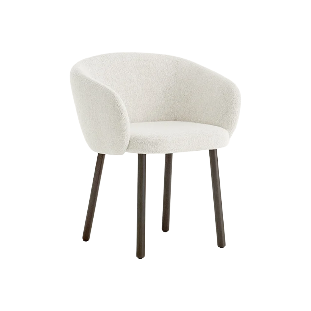 Huma Upholstered Dining Armchair With Wood Legs (Display Sale)