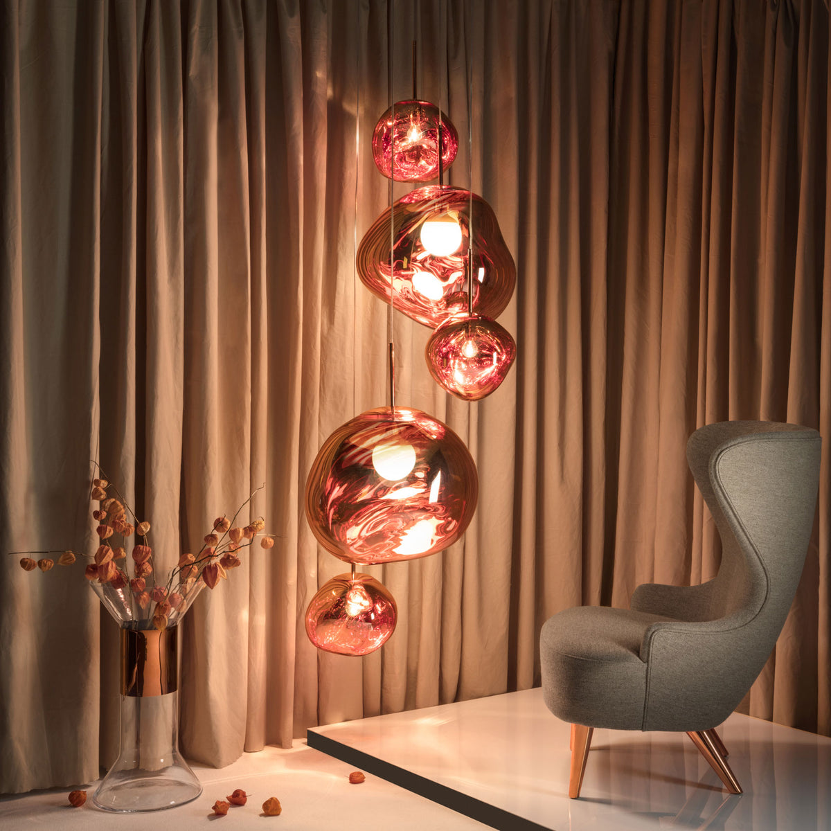 Tom Dixon Melt pendant system in an official interior setting