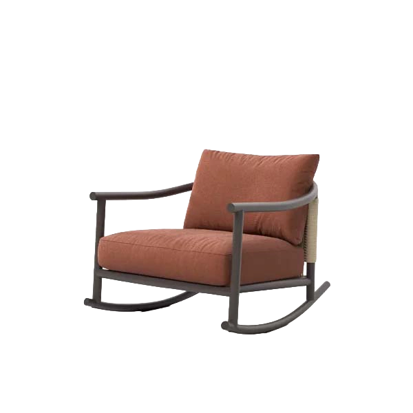 Arata Rocking Chair Grey Brown outdoor furniture by SKLD Studio, designed by Valerio Sommella