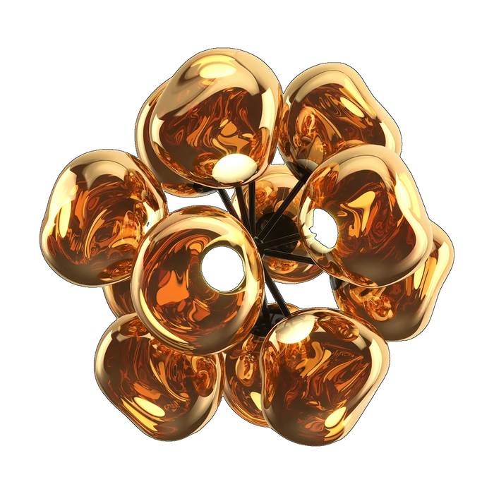 Melt Burst Chandelier, Gold Polished Polycarbonate by Tom Dixon
