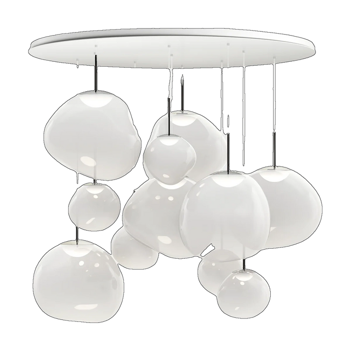 Melt Opal Mega Pendant System, Opalescent Polished Polycarbonate with Silver Hardware by Tom Dixon