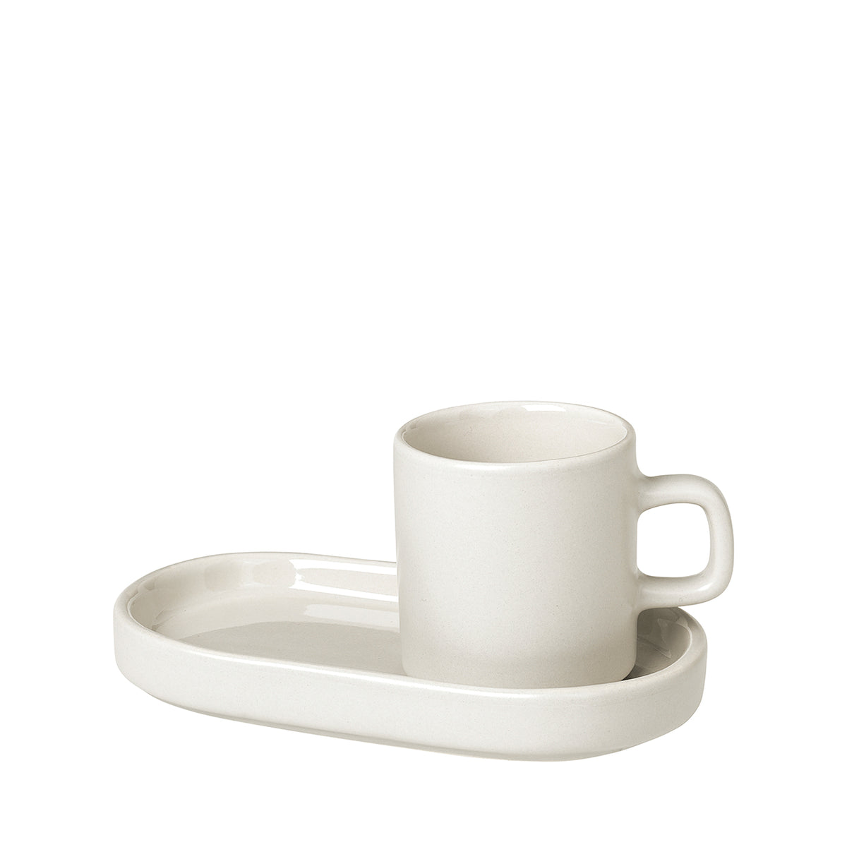 PILAR Espresso Cups with Trays, Set of 2