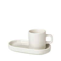 PILAR Espresso Cups with Trays, Set of 2