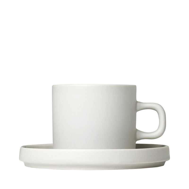 PILAR Coffee Cups with Saucers, 7 oz, Set of 2