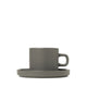 PILAR Coffee Cups with Saucers, 7 oz, Set of 2