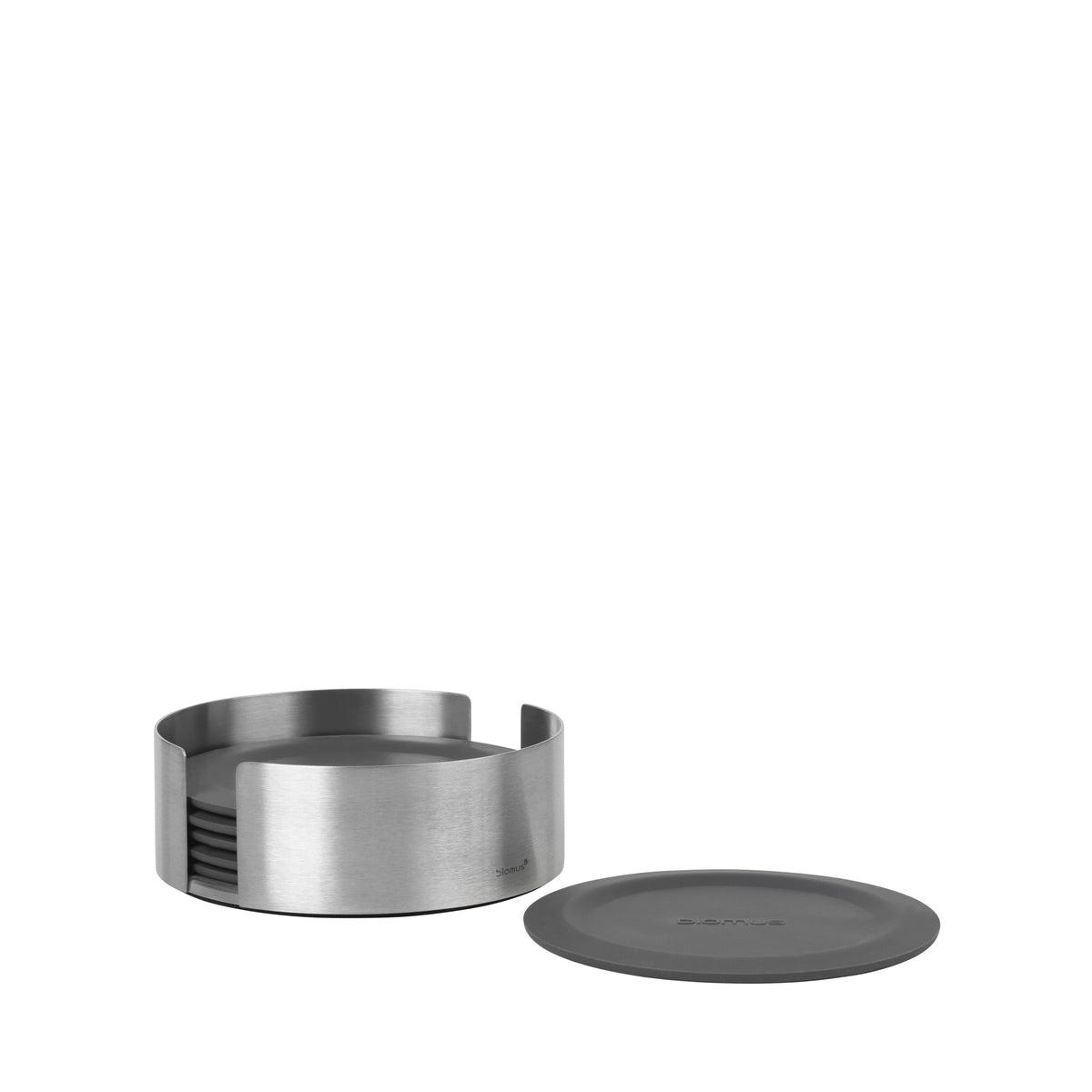 LARETO Coasters With Stainless Steel Holder - Round