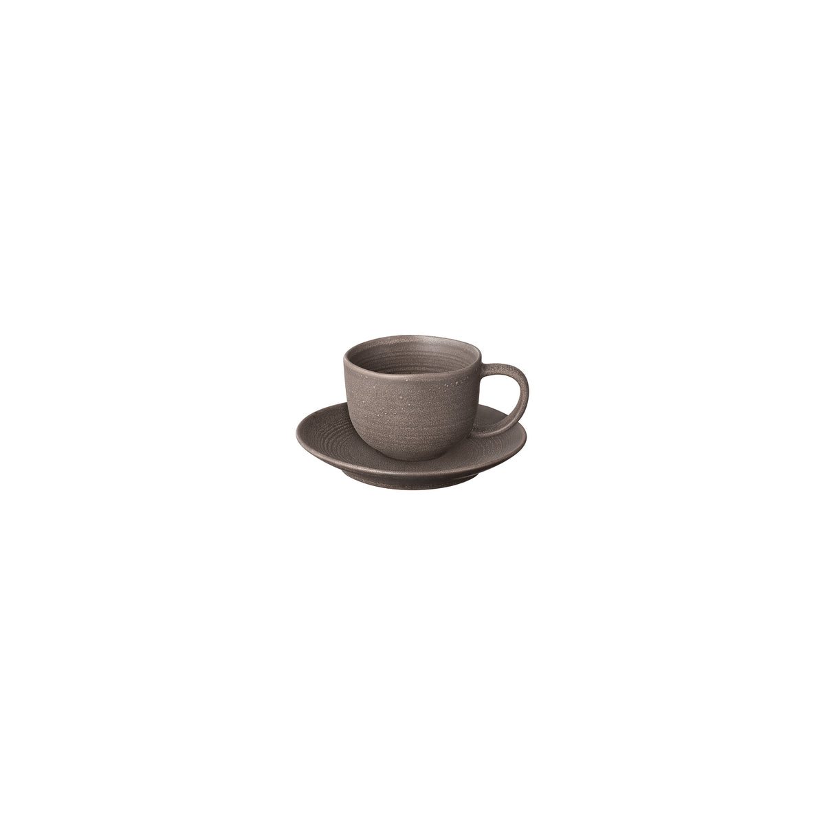 KUMI Stoneware Coffee Cups With Saucers - Set of 2 - 6.4 oz / 190ml