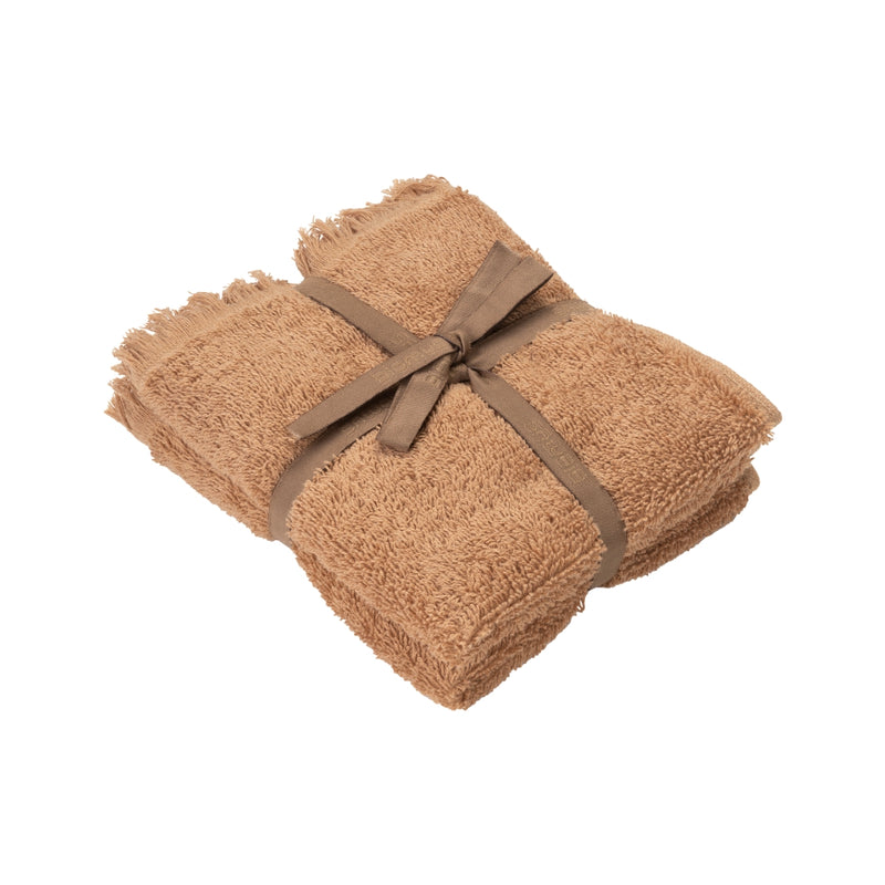 FRINO Fringed Organic Cotton Terry Guest Hand Towels 12 x 20 - 2pcs