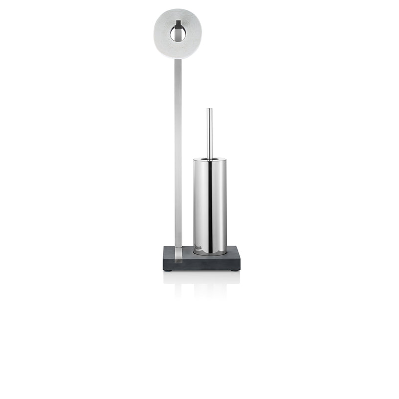 MENOTO Toilet Butler With Tall Brush Holder - 1 Roll Polished