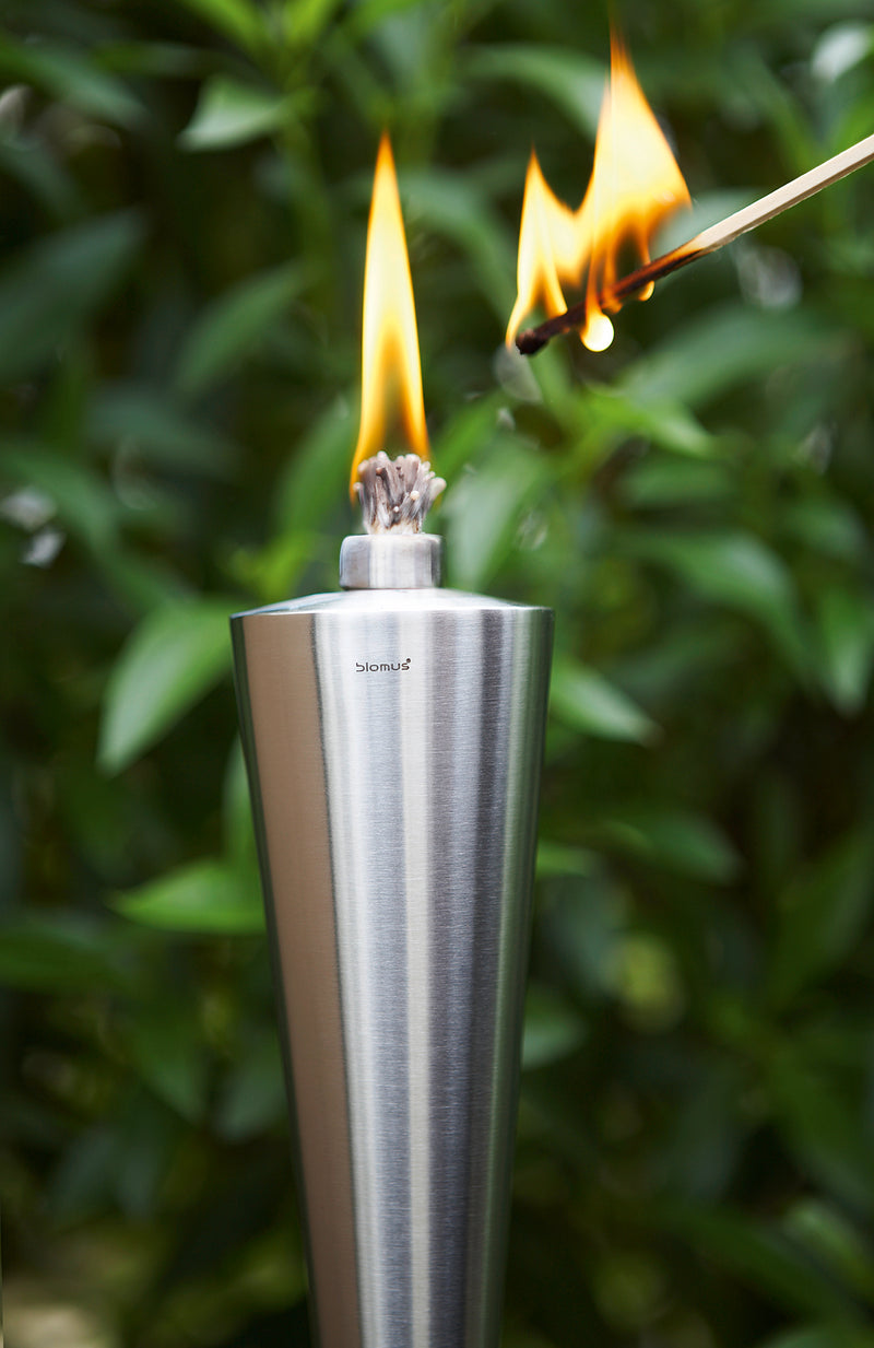 ORCHOS Stainless Steel Outdoor Garden Torch - Cone - Polished