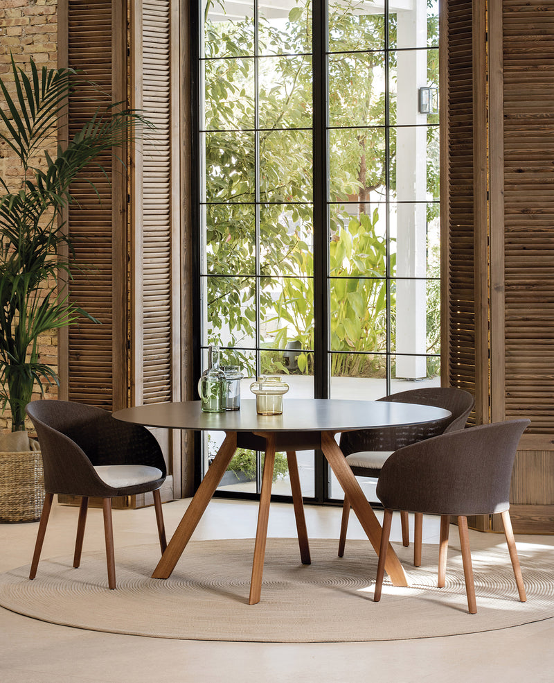 Blum Dining Armchair With Solid Wood Legs