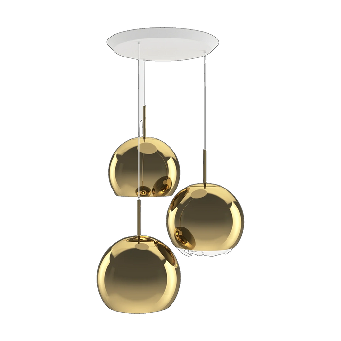 Mirror Ball Round Pendant System, Gold Mirrored Polycarbonate, 22.8-inch by Tom Dixon