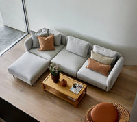 Aura 3-seater sofa with chaise lounge lifestyle image by Cane-line, designed by Foersom & Hiort-Lorenzen MDD