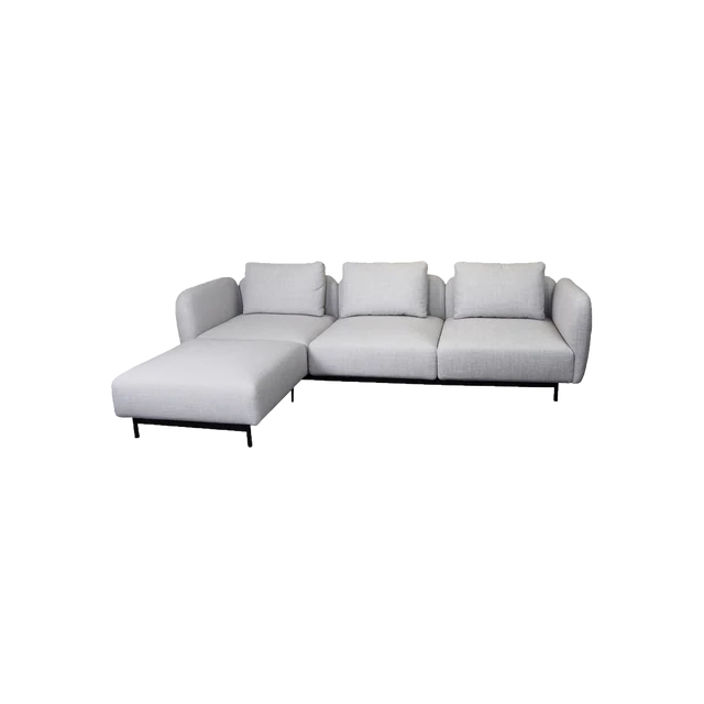 Aura 3-seater sofa with chaise lounge by Cane-line, designed by Foersom & Hiort-Lorenzen MDD