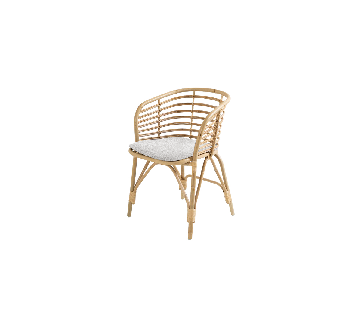 Blend armchair with white cushion by Cane-line, designed by Foersom & Hiort-Lorenzen MDD