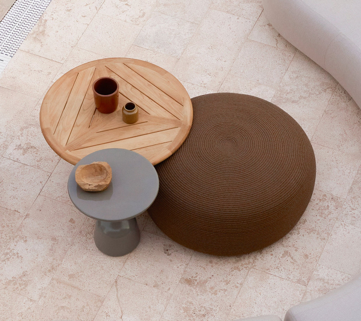 Circle footstool extra large lifestyle image by Cane-line