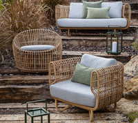 Nest woven sofa chair round seat lifestyle