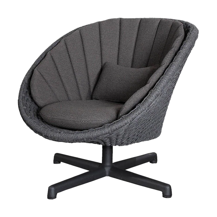 Peacock lounge chair with swivel aluminium base by Cane-line, designed by Foersom & Hiort-Lorenzen MDD