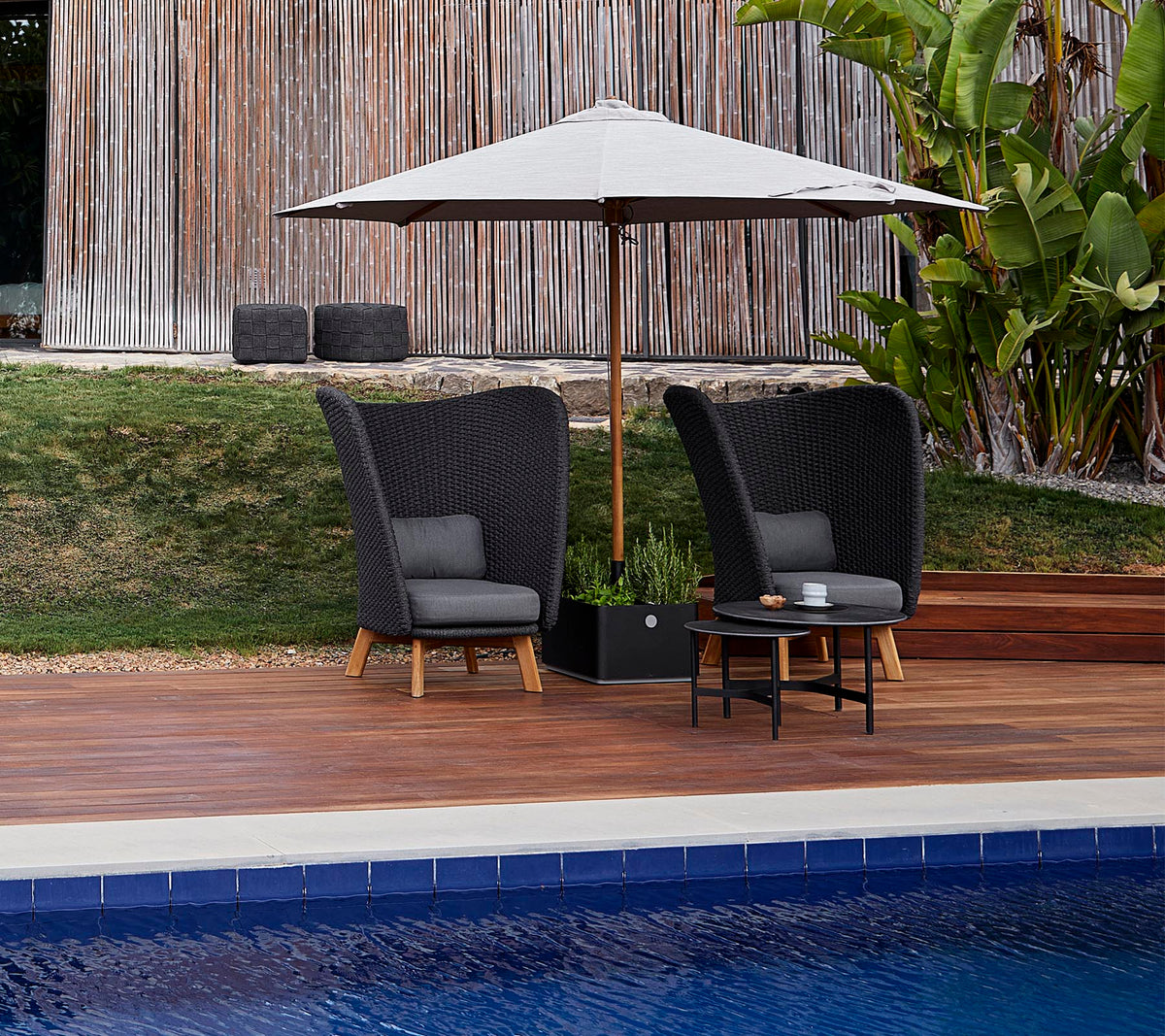 Peacock Wing highback chair lifestyle by Cane-line