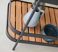 Roll bar trolley teak detail by Cane-line, designed by Welling/Ludvik