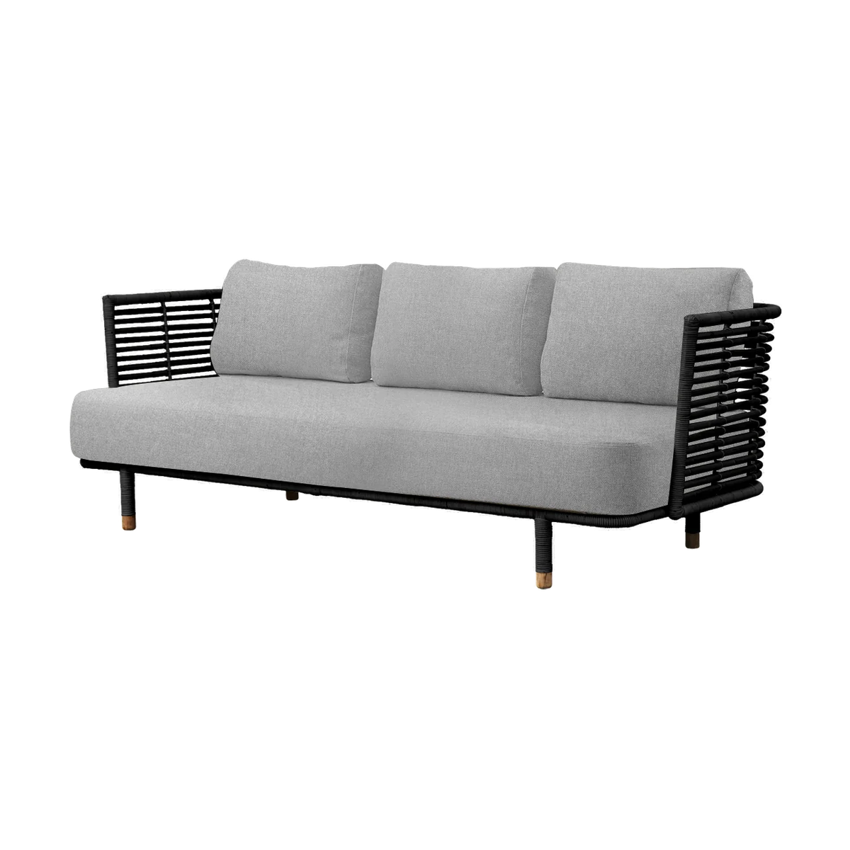 Indoor Sense 3-seater sofa in black rattan by Cane-line, designed by Foersom & Hiort-Lorenzen MDD