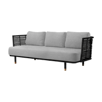 Indoor Sense 3-seater sofa in black rattan by Cane-line, designed by Foersom & Hiort-Lorenzen MDD
