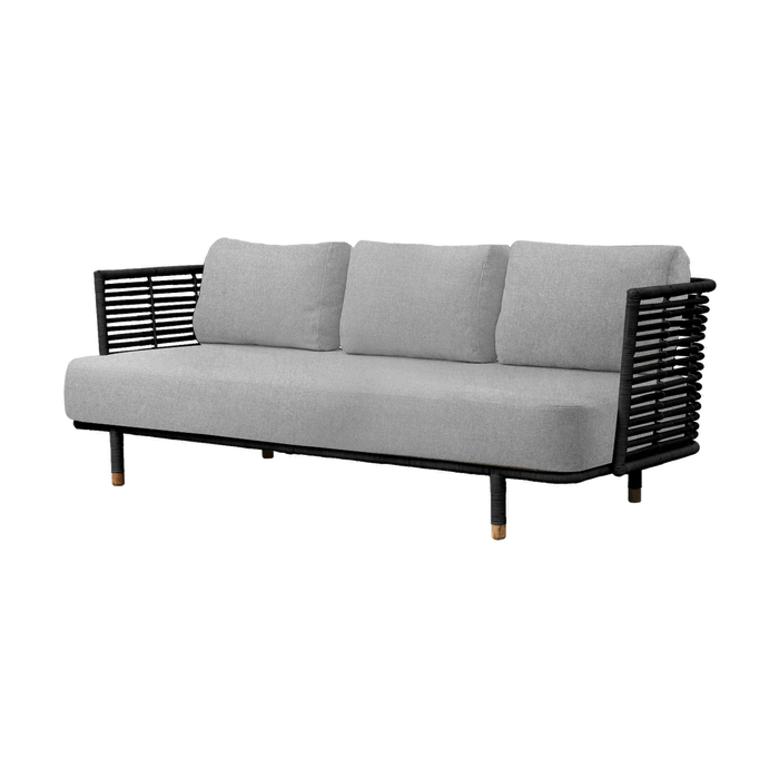 Indoor Sense 3-seater sofa in black rattan by Cane-line, designed by Foersom & Hiort-Lorenzen MDD