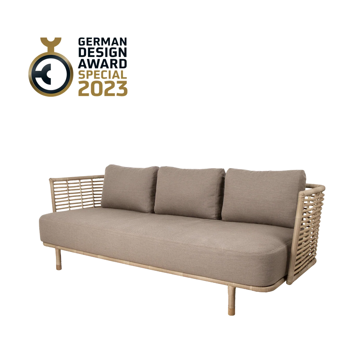 Outdoor Sense 3-seater sofa by Cane-line, designed by Foersom & Hiort-Lorenzen MDD