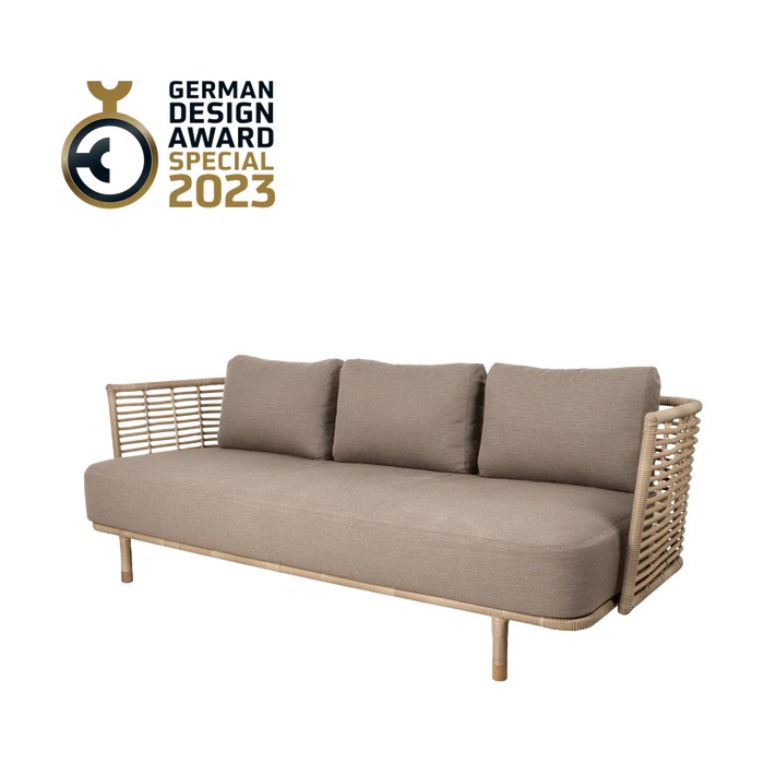 Outdoor Sense 3-seater sofa by Cane-line, designed by Foersom & Hiort-Lorenzen MDD