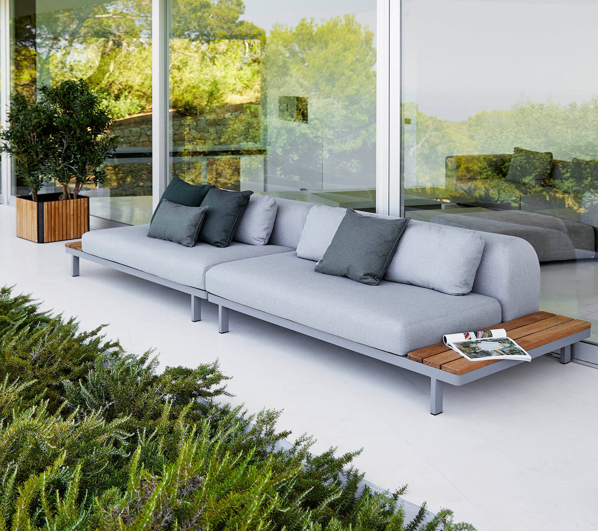 Space 2-seater module sofa outdoor sectional sofa by Cane-line, designed by Foersom & Hiort-Lorenzen MDD