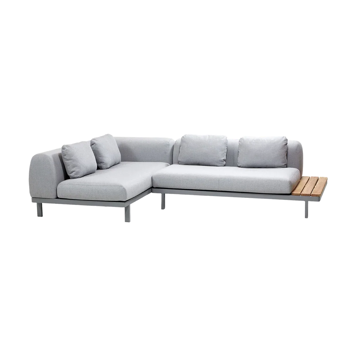 Space compact 2-module corner sofa with side table outdoor sectional sofa by Cane-line, designed by Foersom & Hiort-Lorenzen MDD