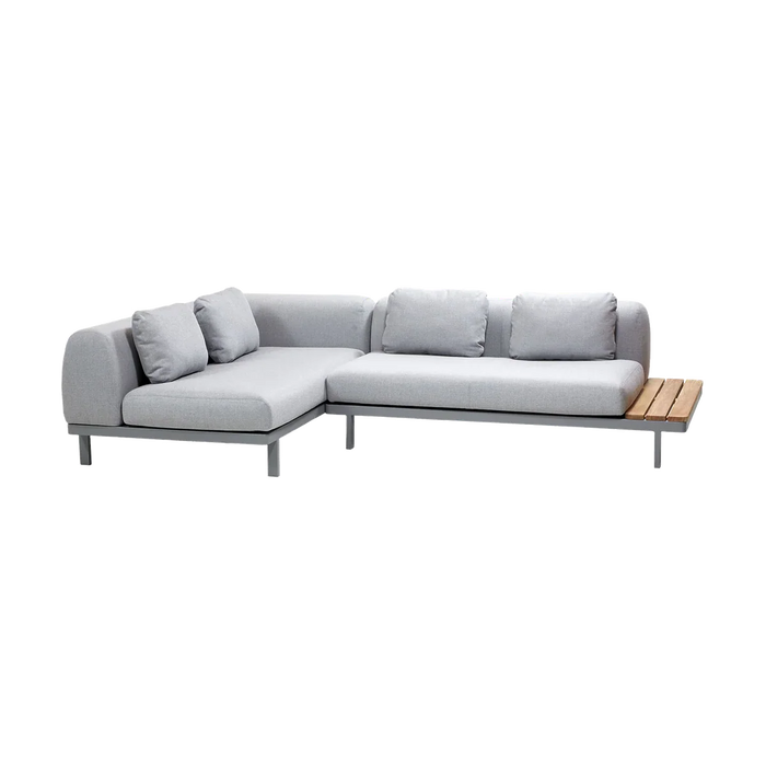 Space compact 2-module corner sofa with side table outdoor sectional sofa by Cane-line, designed by Foersom & Hiort-Lorenzen MDD