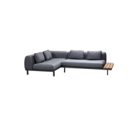 Space compact 2-module corner sofa with side table outdoor sectional sofa by Cane-line, designed by Foersom & Hiort-Lorenzen MDD