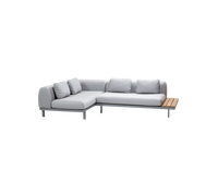 Space compact 2-module corner sofa with side table outdoor sectional sofa by Cane-line, designed by Foersom & Hiort-Lorenzen MDD