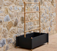 Sticks planter with dark aluminium and teak rack by Cane-line